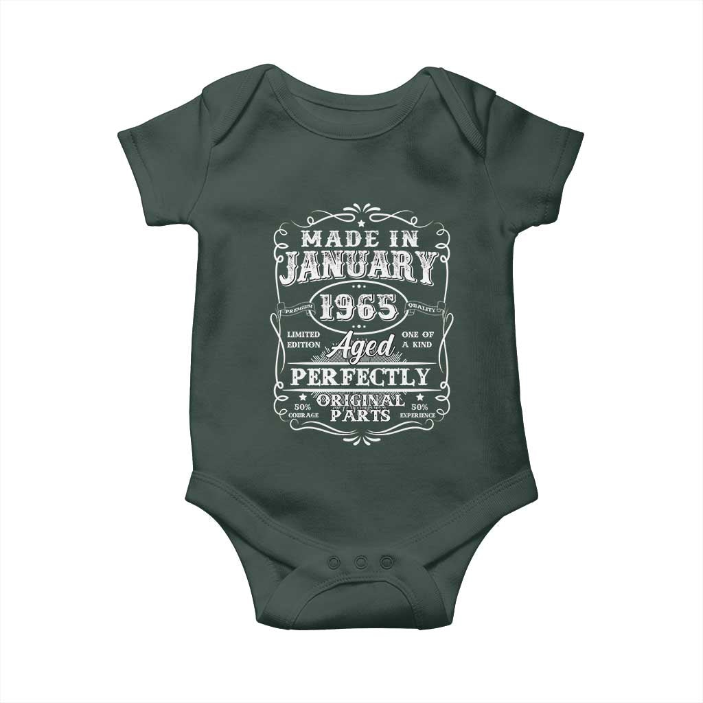 Retro Classic Made In January 1965 Baby Onesie Aged Perfectly Original Parts Vintage Birthday Men