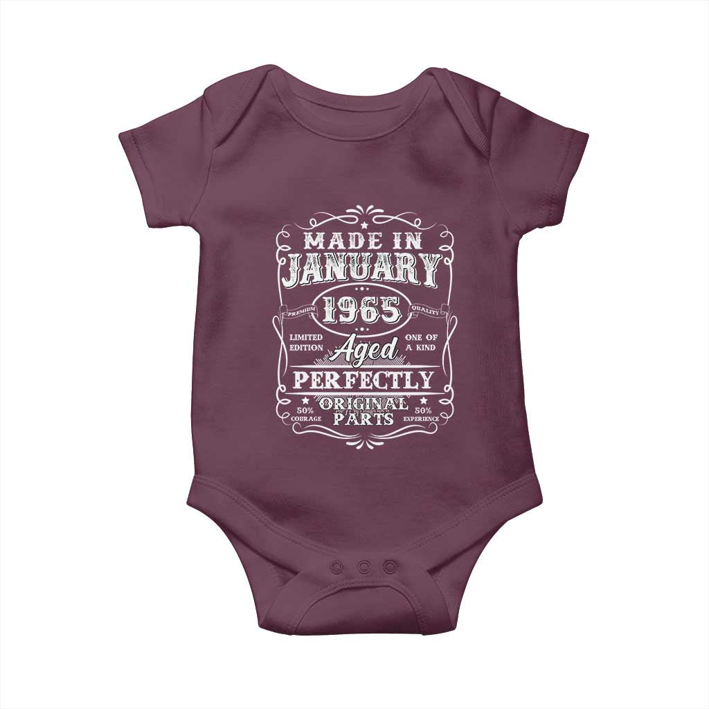 Retro Classic Made In January 1965 Baby Onesie Aged Perfectly Original Parts Vintage Birthday Men