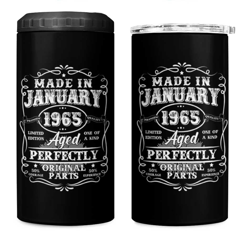 Retro Classic Made In January 1965 4 in 1 Can Cooler Tumbler Aged Perfectly Original Parts Vintage Birthday Men