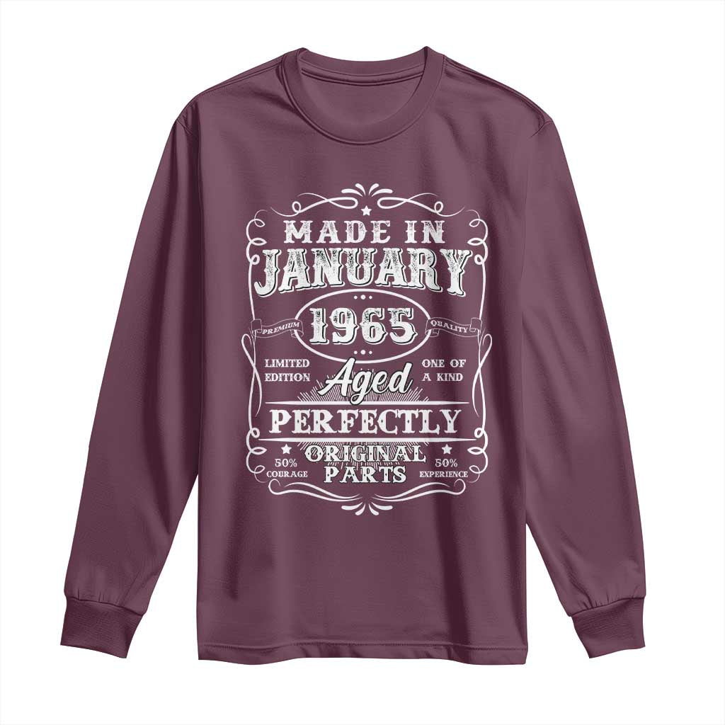 Retro Classic Made In January 1965 Long Sleeve Shirt Aged Perfectly Original Parts Vintage Birthday Men