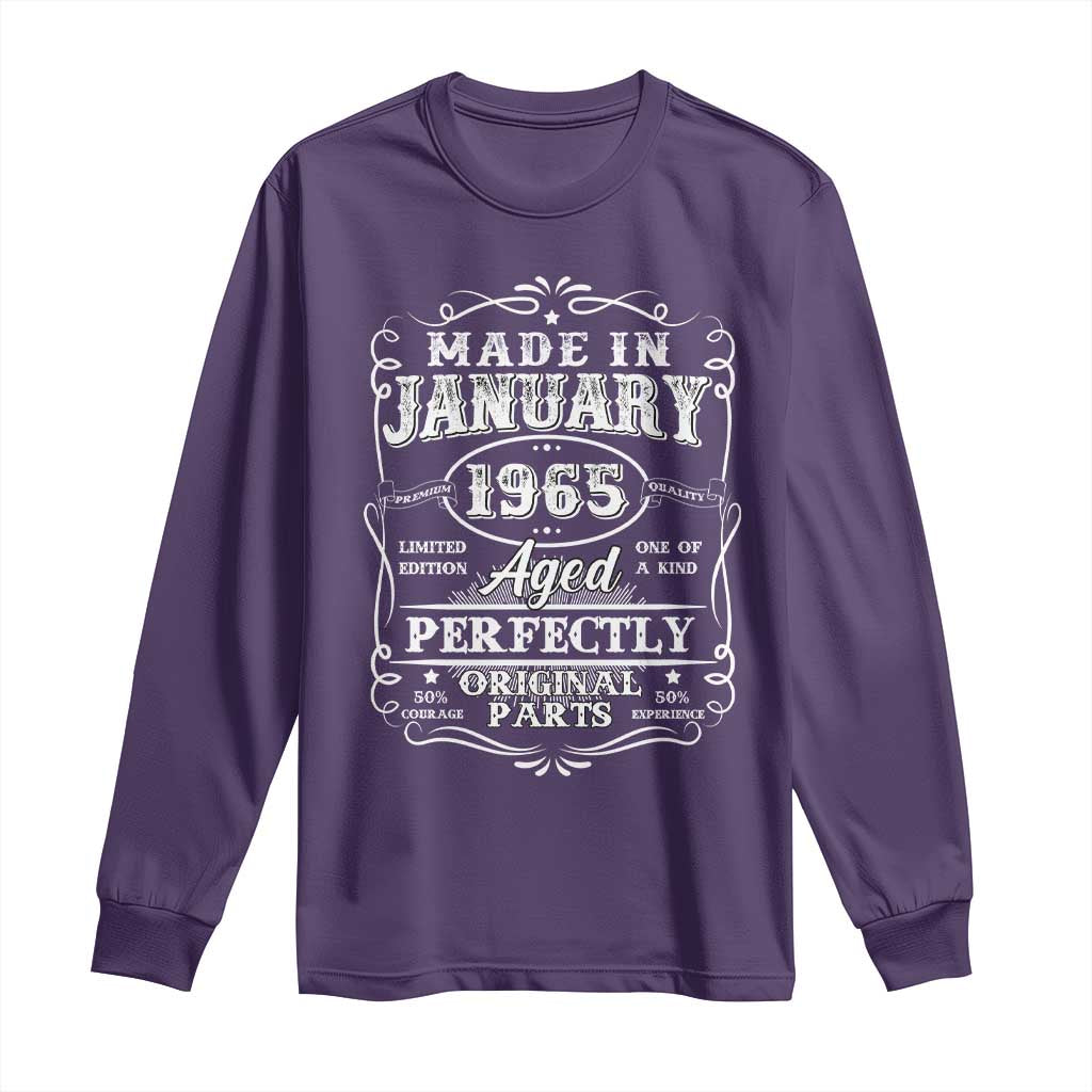 Retro Classic Made In January 1965 Long Sleeve Shirt Aged Perfectly Original Parts Vintage Birthday Men