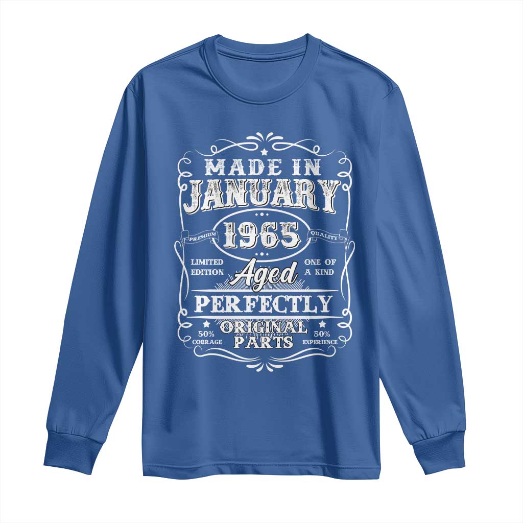Retro Classic Made In January 1965 Long Sleeve Shirt Aged Perfectly Original Parts Vintage Birthday Men
