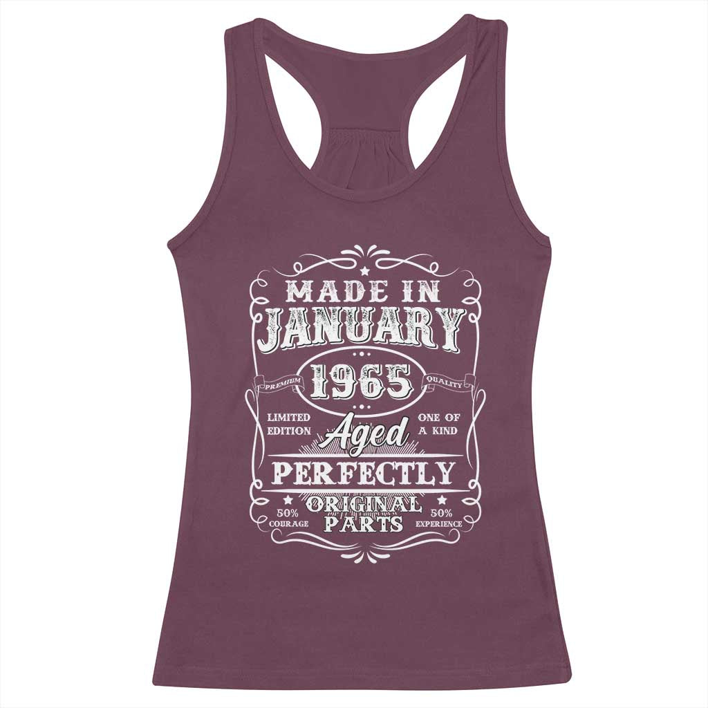 Retro Classic Made In January 1965 Racerback Tank Top Aged Perfectly Original Parts Vintage Birthday Men