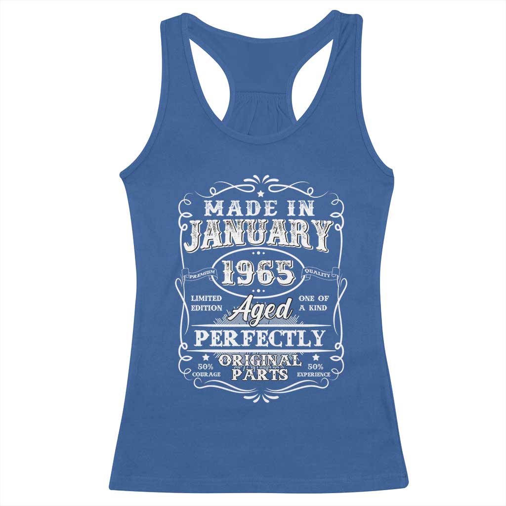 Retro Classic Made In January 1965 Racerback Tank Top Aged Perfectly Original Parts Vintage Birthday Men