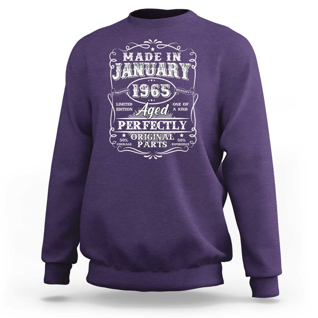 Retro Classic Made In January 1965 Sweatshirt Aged Perfectly Original Parts 60 Years Old Vintage 60th Birthday Men