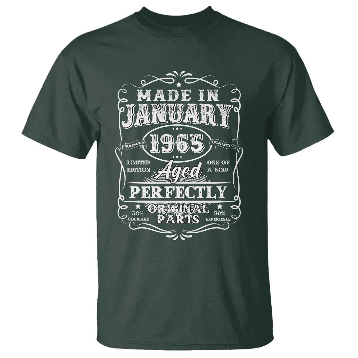 Retro Classic Made In January 1965 T Shirt Aged Perfectly Original Parts 60 Years Old Vintage 60th Birthday Men