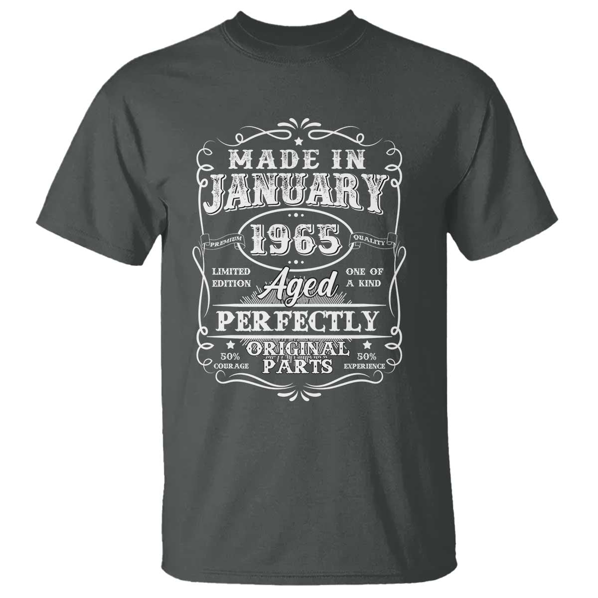 Retro Classic Made In January 1965 T Shirt Aged Perfectly Original Parts 60 Years Old Vintage 60th Birthday Men