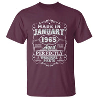 Retro Classic Made In January 1965 T Shirt Aged Perfectly Original Parts 60 Years Old Vintage 60th Birthday Men