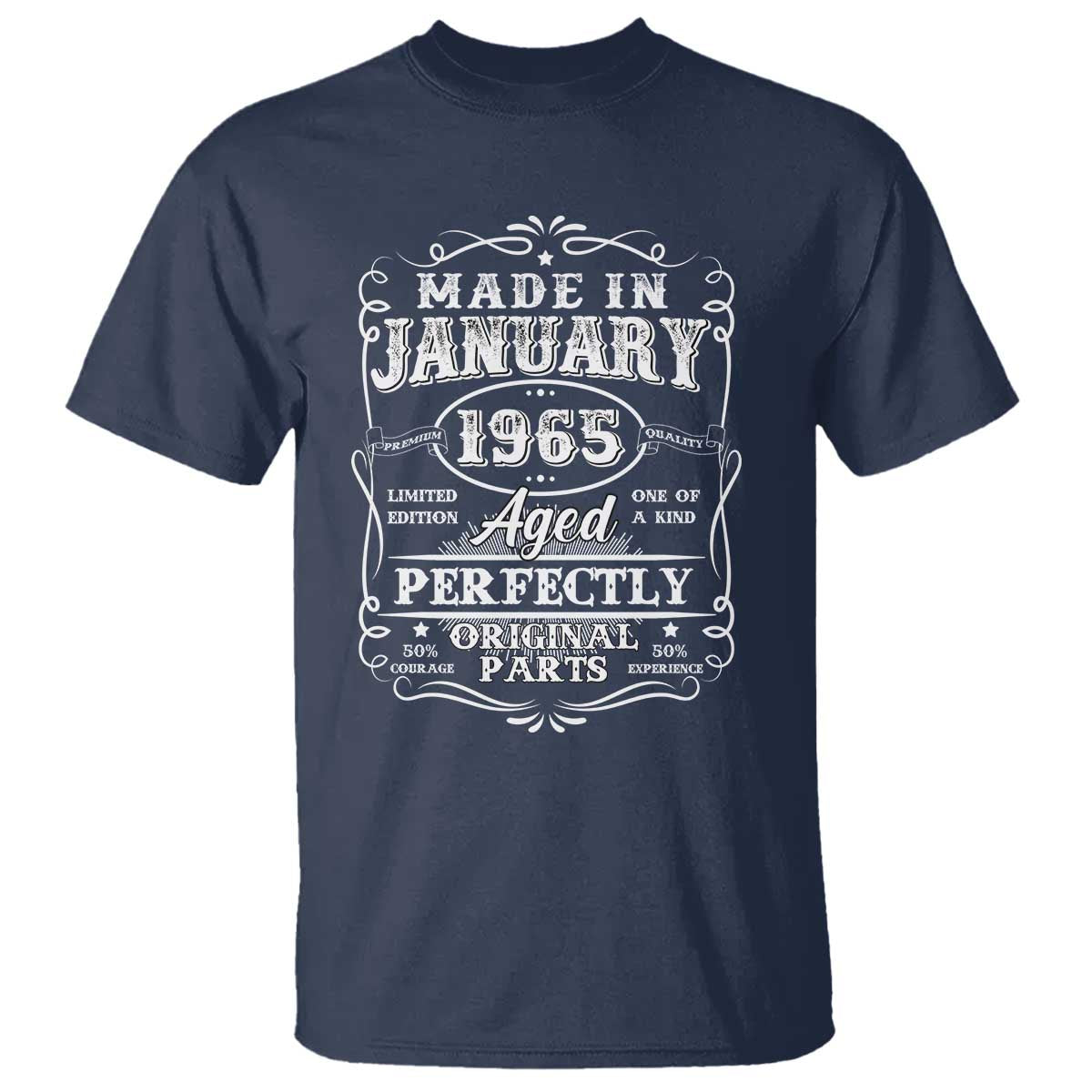 Retro Classic Made In January 1965 T Shirt Aged Perfectly Original Parts 60 Years Old Vintage 60th Birthday Men
