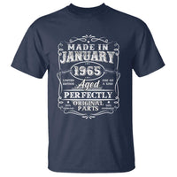 Retro Classic Made In January 1965 T Shirt Aged Perfectly Original Parts 60 Years Old Vintage 60th Birthday Men