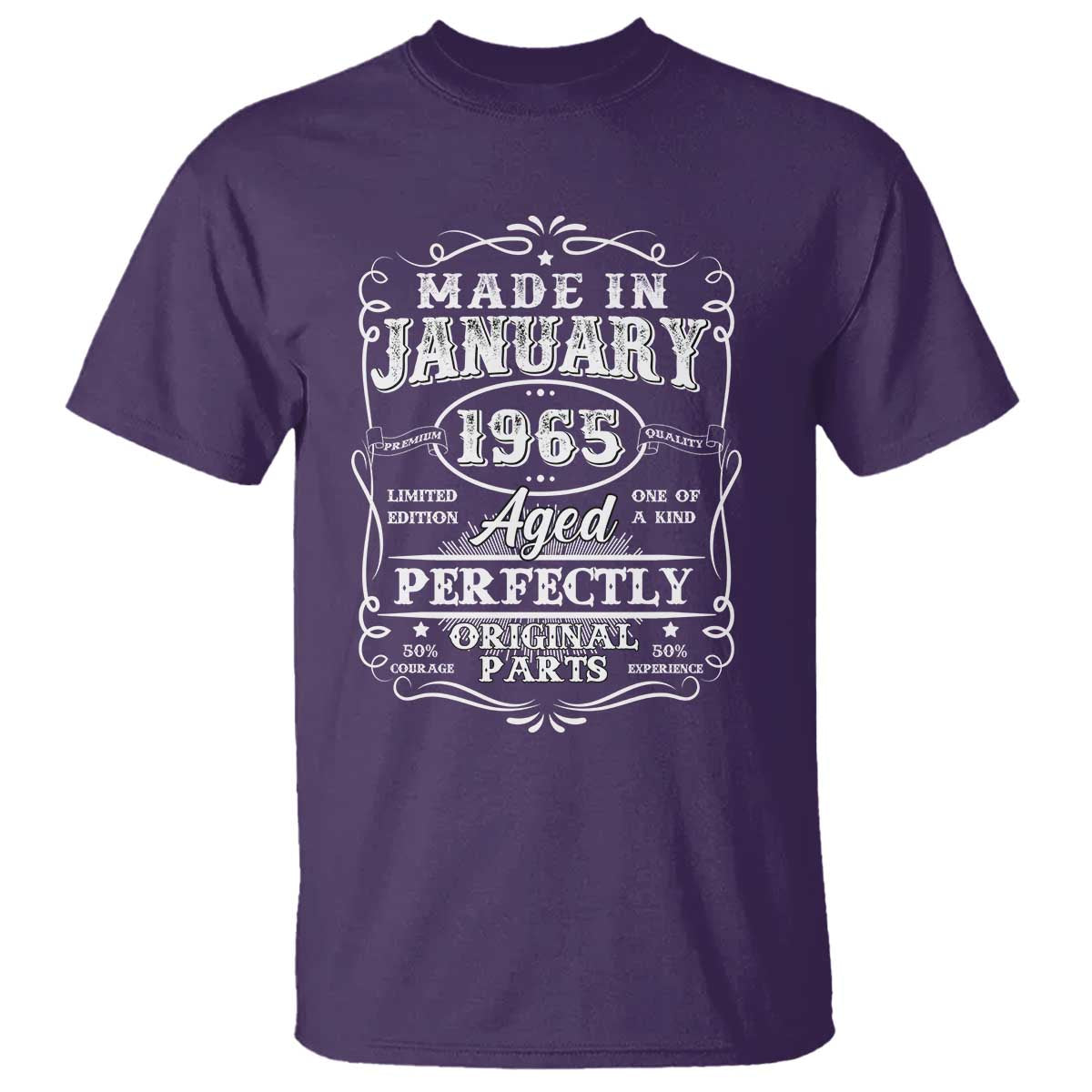 Retro Classic Made In January 1965 T Shirt Aged Perfectly Original Parts 60 Years Old Vintage 60th Birthday Men