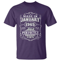Retro Classic Made In January 1965 T Shirt Aged Perfectly Original Parts 60 Years Old Vintage 60th Birthday Men