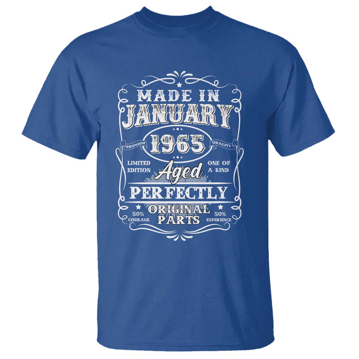 Retro Classic Made In January 1965 T Shirt Aged Perfectly Original Parts 60 Years Old Vintage 60th Birthday Men
