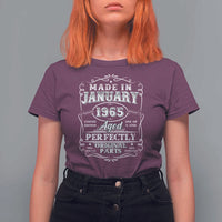 Retro Classic Made In January 1965 T Shirt For Women Aged Perfectly Original Parts 60 Years Old Vintage 60th Birthday Men