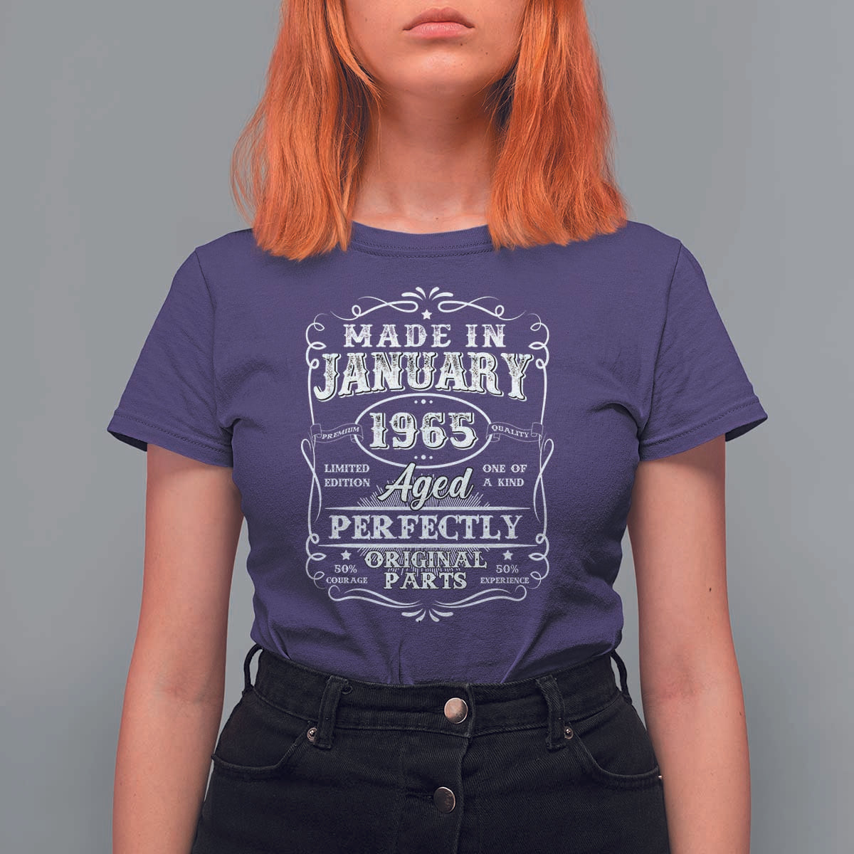 Retro Classic Made In January 1965 T Shirt For Women Aged Perfectly Original Parts 60 Years Old Vintage 60th Birthday Men