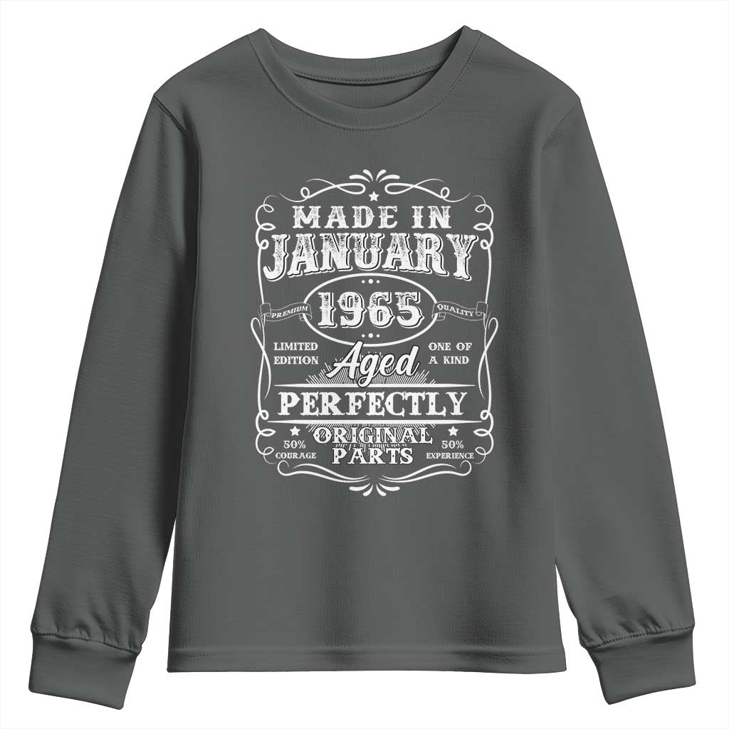Retro Classic Made In January 1965 Youth Sweatshirt Aged Perfectly Original Parts Vintage Birthday Men