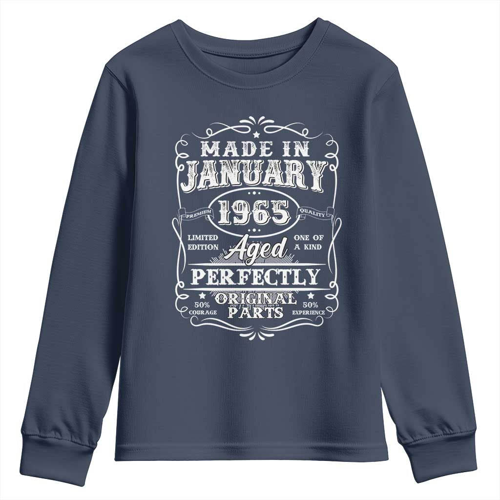Retro Classic Made In January 1965 Youth Sweatshirt Aged Perfectly Original Parts Vintage Birthday Men
