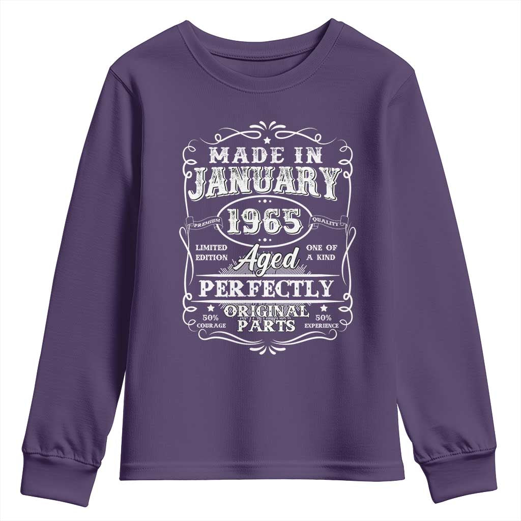 Retro Classic Made In January 1965 Youth Sweatshirt Aged Perfectly Original Parts Vintage Birthday Men