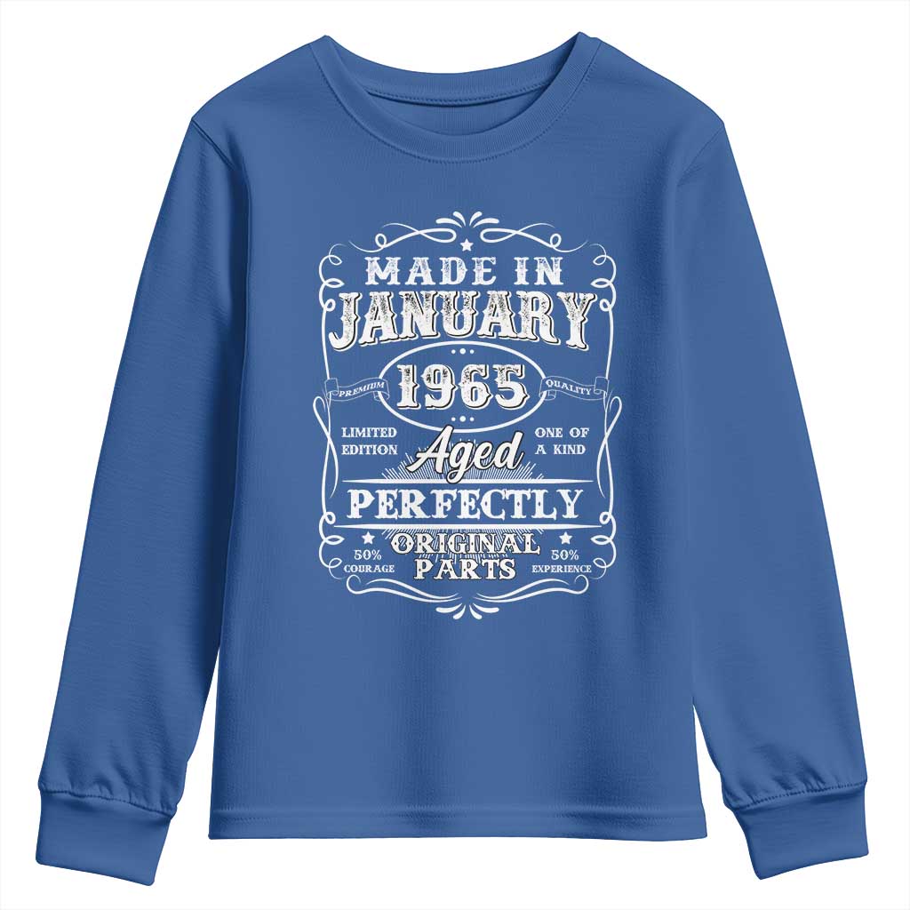 Retro Classic Made In January 1965 Youth Sweatshirt Aged Perfectly Original Parts Vintage Birthday Men