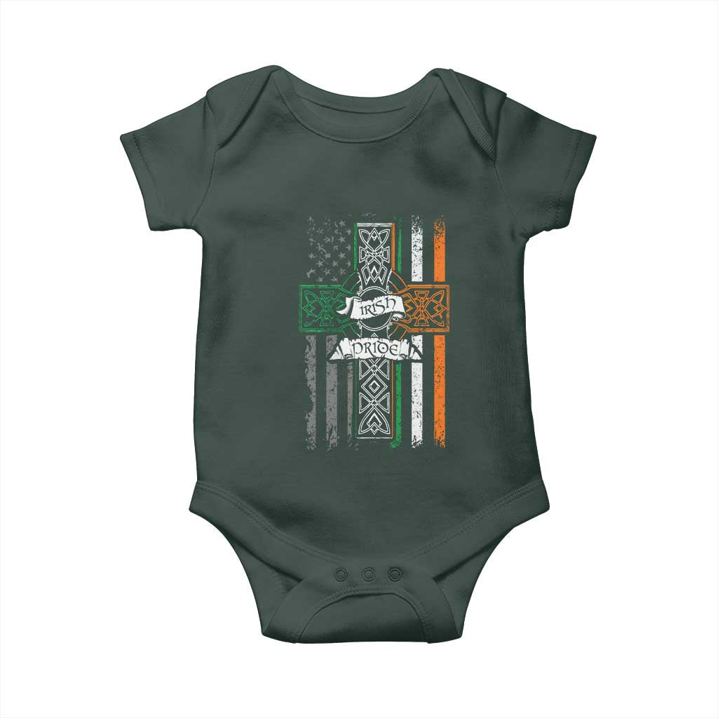 Irish Pride Baby Onesie American Flag Celtic Cross St Patricks Day