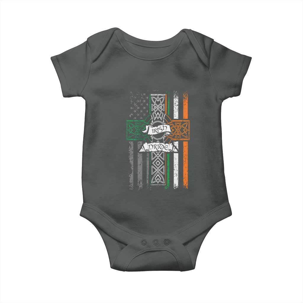 Irish Pride Baby Onesie American Flag Celtic Cross St Patricks Day