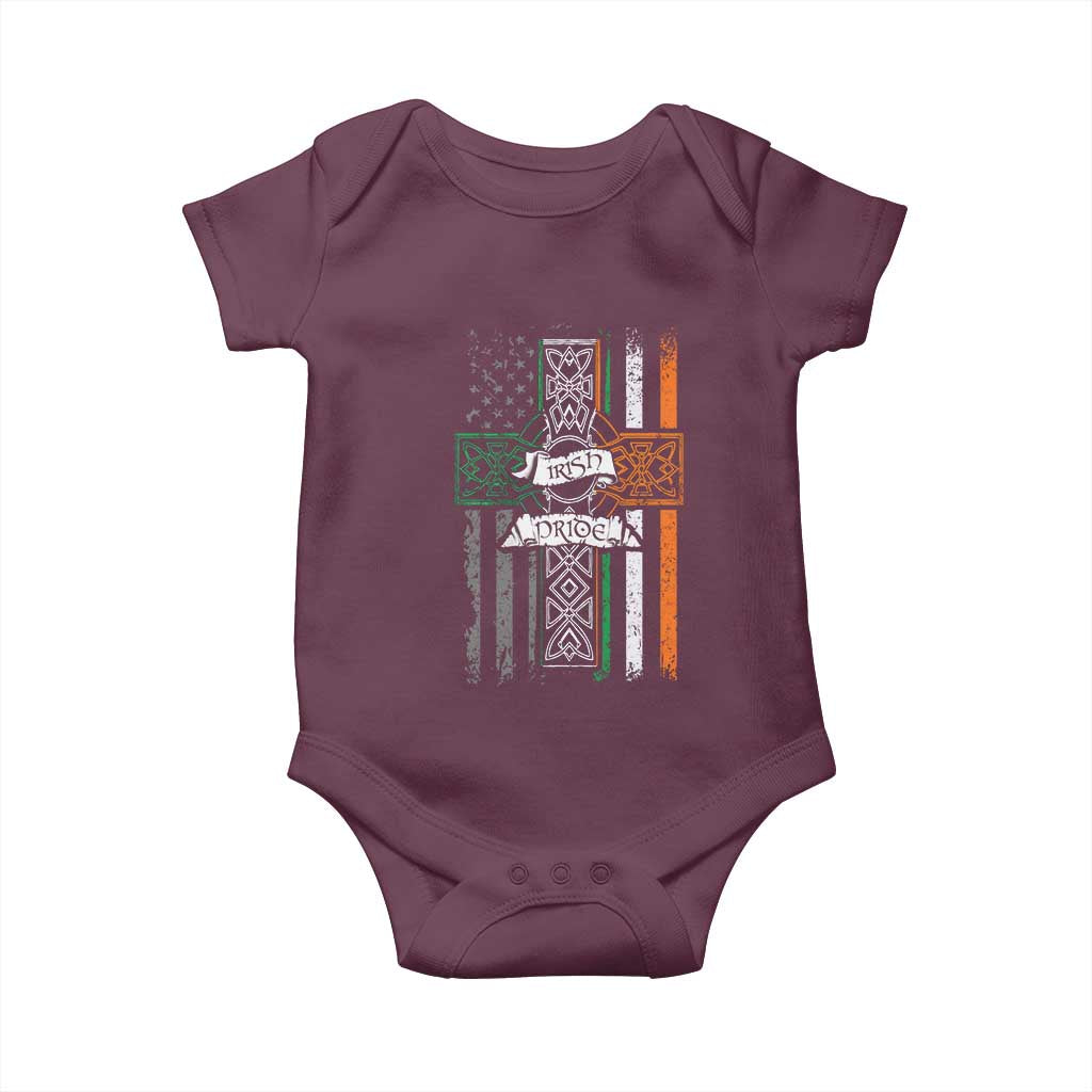 Irish Pride Baby Onesie American Flag Celtic Cross St Patricks Day