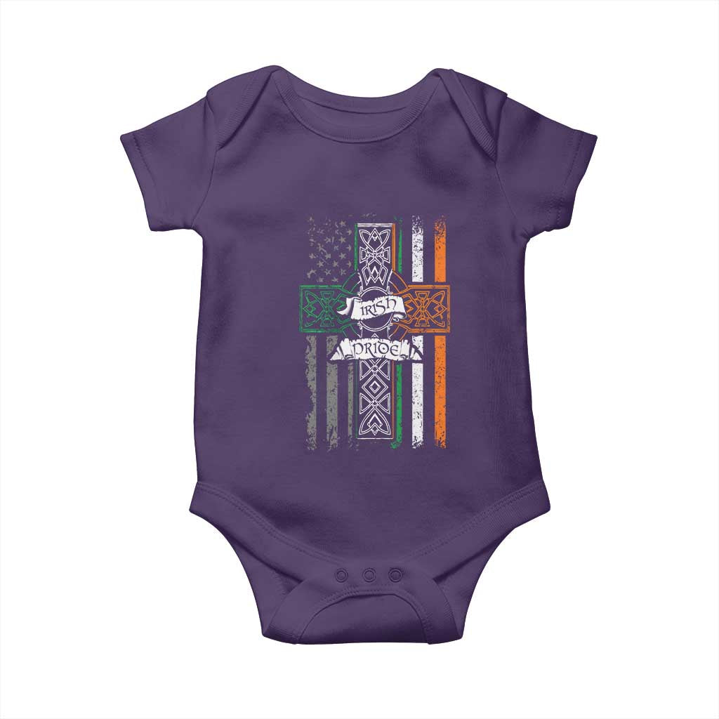 Irish Pride Baby Onesie American Flag Celtic Cross St Patricks Day