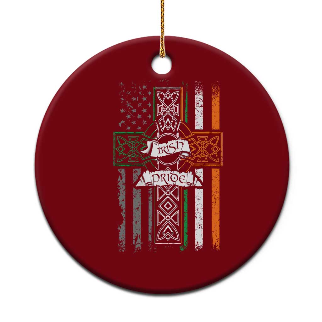 Irish Pride Ceramic Ornament American Flag Celtic Cross St Patricks Day - Wonder Print Shop