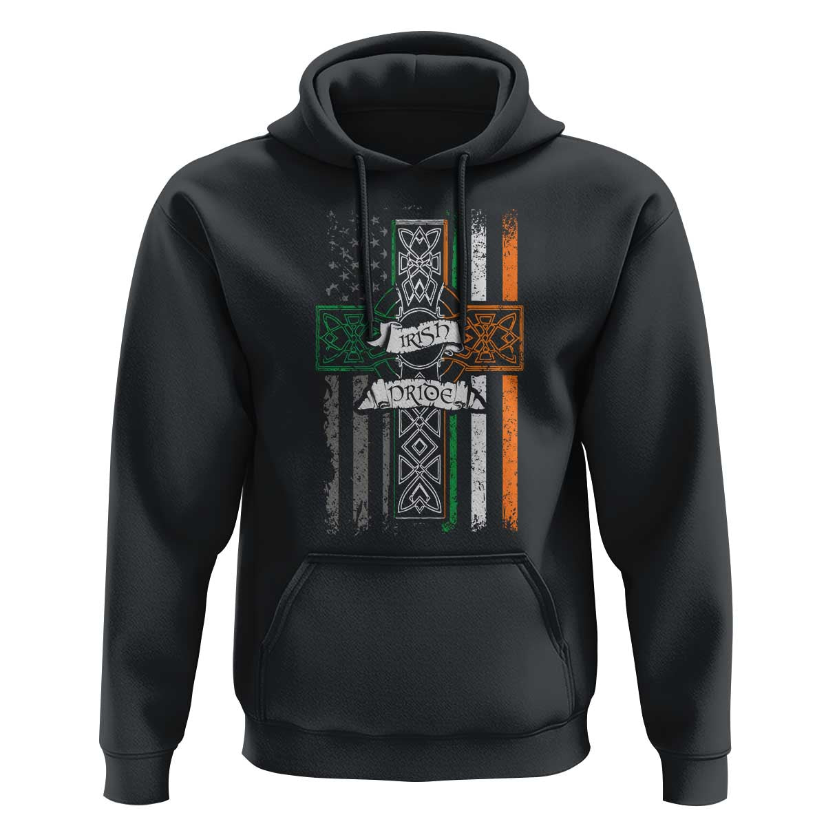 Irish Pride Hoodie American Flag Celtic Cross St Patricks Day