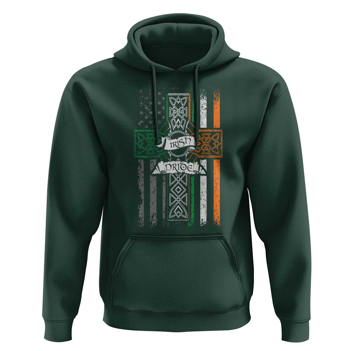 Irish Pride Hoodie American Flag Celtic Cross St Patricks Day