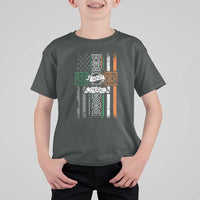 Irish Pride T Shirt For Kid American Flag Celtic Cross St Patricks Day
