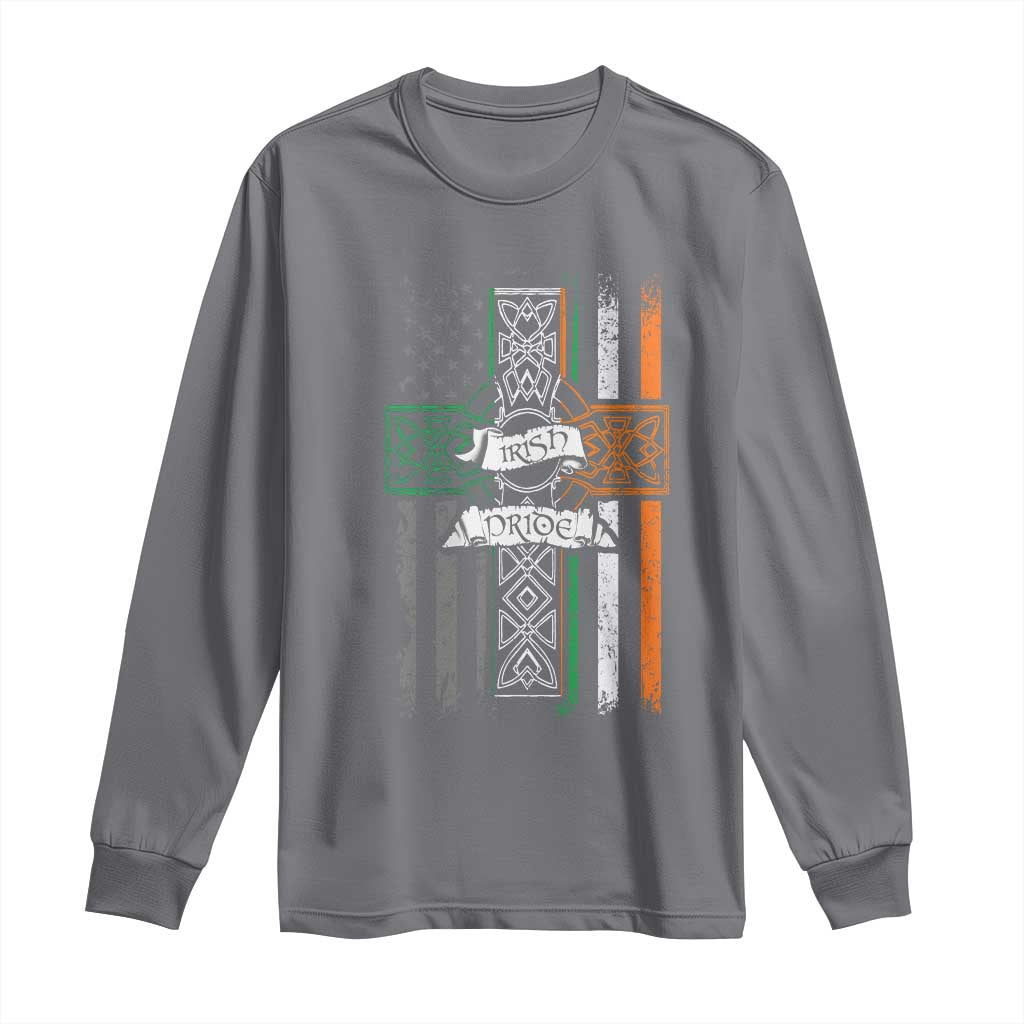 Irish Pride Long Sleeve Shirt American Flag Celtic Cross St Patricks Day