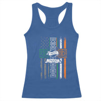 Irish Pride Racerback Tank Top American Flag Celtic Cross St Patricks Day