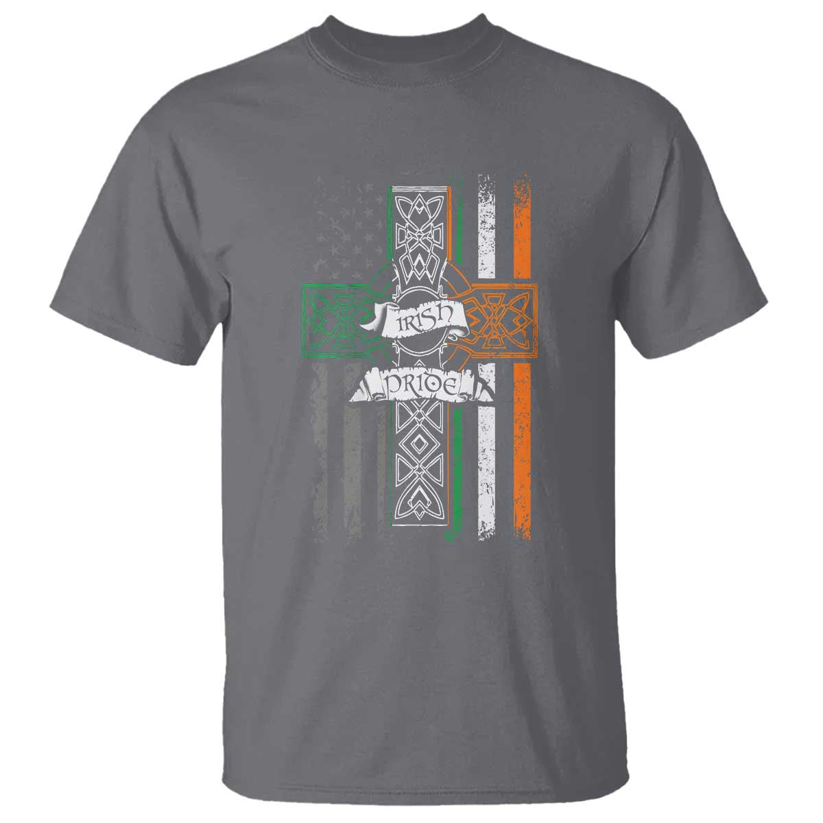 Irish Pride T Shirt American Flag Celtic Cross St Patricks Day