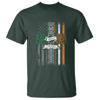 Irish Pride T Shirt American Flag Celtic Cross St Patricks Day