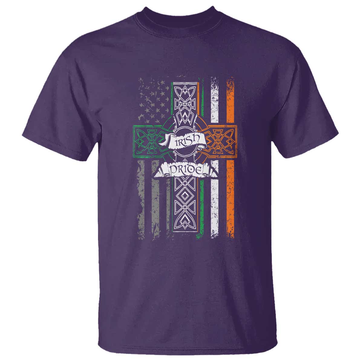 Irish Pride T Shirt American Flag Celtic Cross St Patricks Day