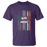 Irish Pride T Shirt American Flag Celtic Cross St Patricks Day