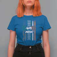 Irish Pride T Shirt For Women American Flag Celtic Cross St Patricks Day