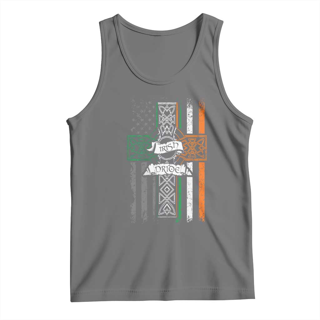 Irish Pride Tank Top American Flag Celtic Cross St Patricks Day