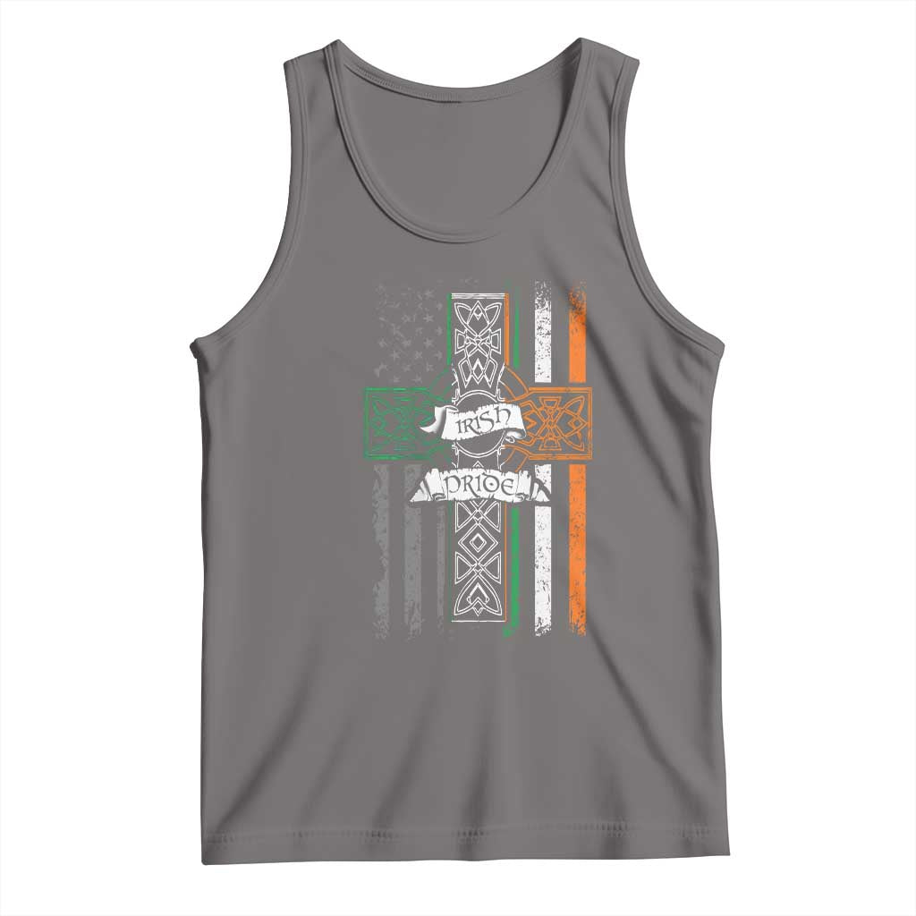 Irish Pride Tank Top American Flag Celtic Cross St Patricks Day