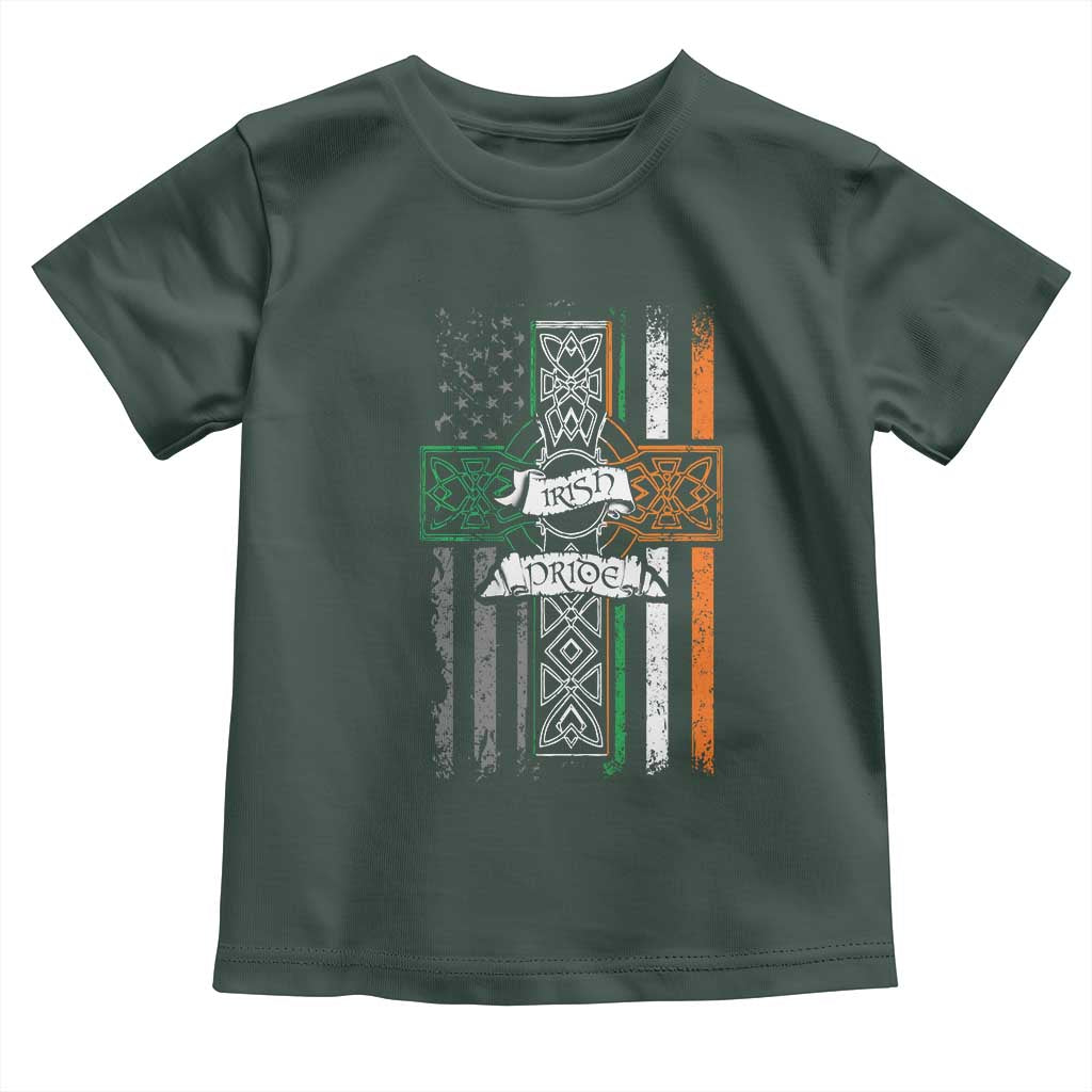Irish Pride Toddler T Shirt American Flag Celtic Cross St Patricks Day