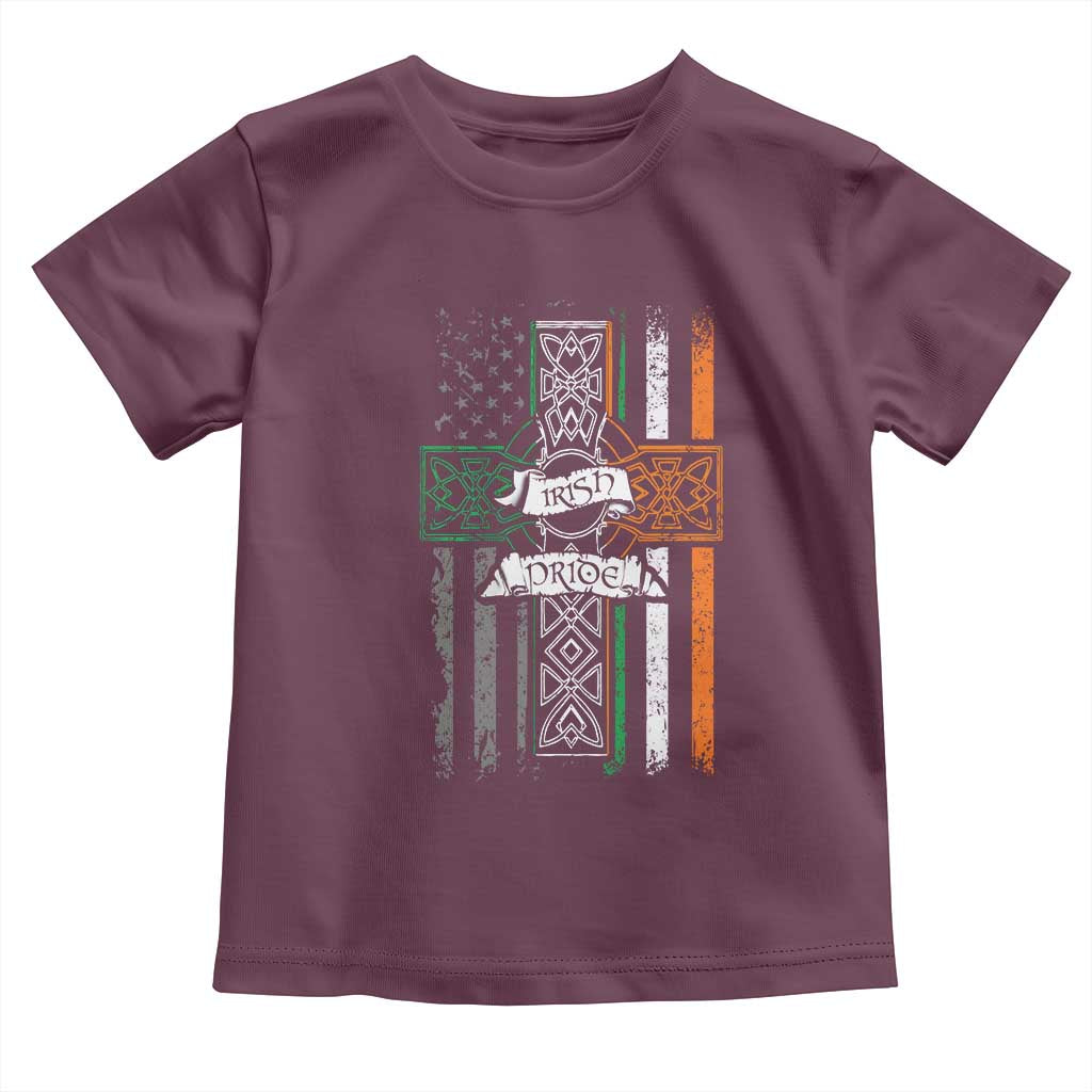 Irish Pride Toddler T Shirt American Flag Celtic Cross St Patricks Day