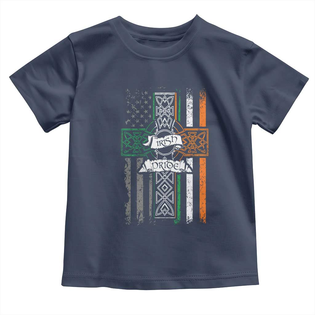 Irish Pride Toddler T Shirt American Flag Celtic Cross St Patricks Day