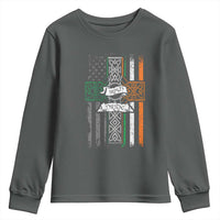 Irish Pride Youth Sweatshirt American Flag Celtic Cross St Patricks Day