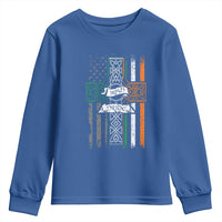 Irish Pride Youth Sweatshirt American Flag Celtic Cross St Patricks Day