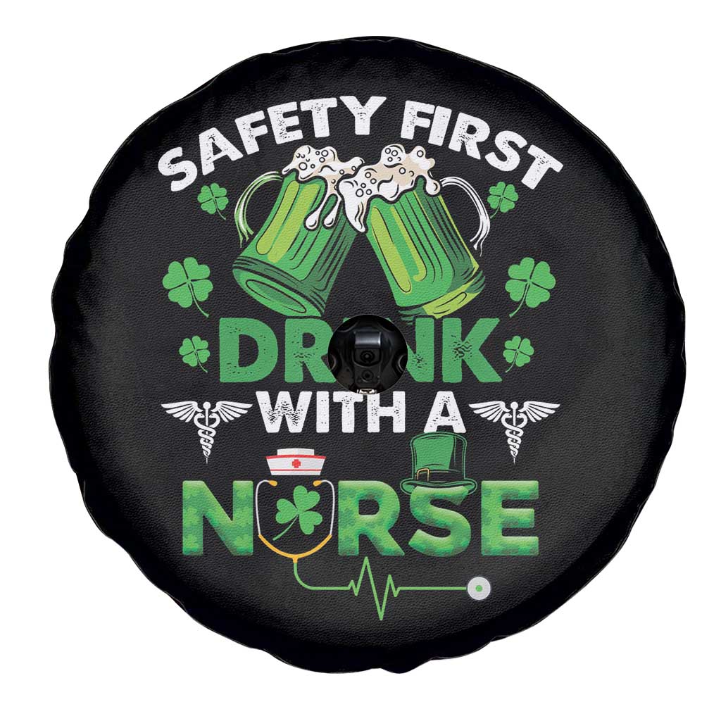 Funny Nurse St Patricks Day Spare Tire Cover Safety First Drink With A Nurse Beer Lovers