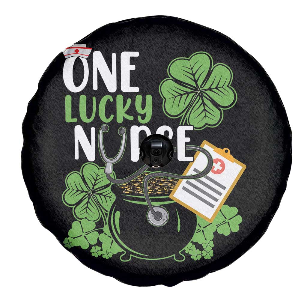 Funny One Lucky Nurse St Patricks Day Spare Tire Cover Scrub Life RN ICU ER with Stethoscope