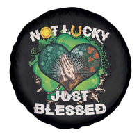 Funny St Patricks Day Spare Tire Cover Not Lucky Simply Blessed Shamrock Christian with Praying Hands