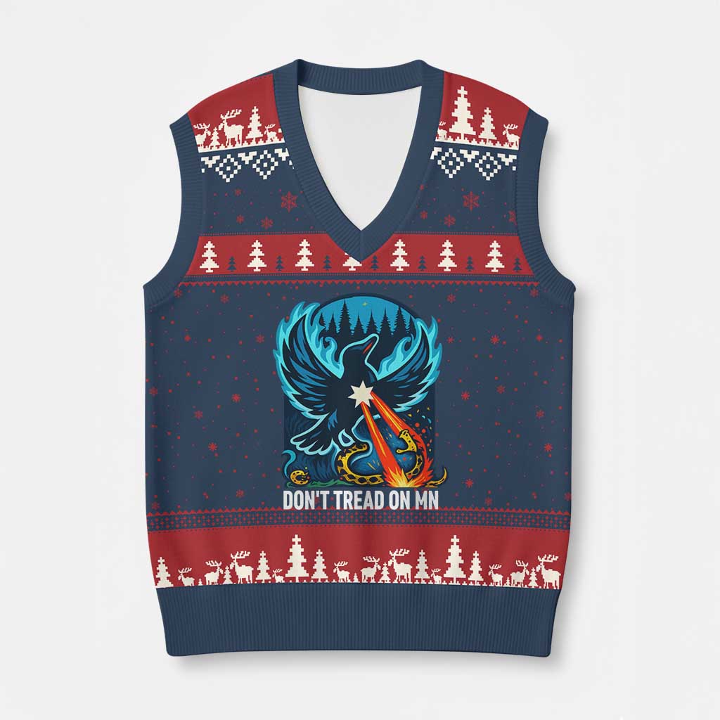 Don’t Tread on MN Minnesota V-Neck Knit Sweater Vest Rebel Loon Ice Out Resistance