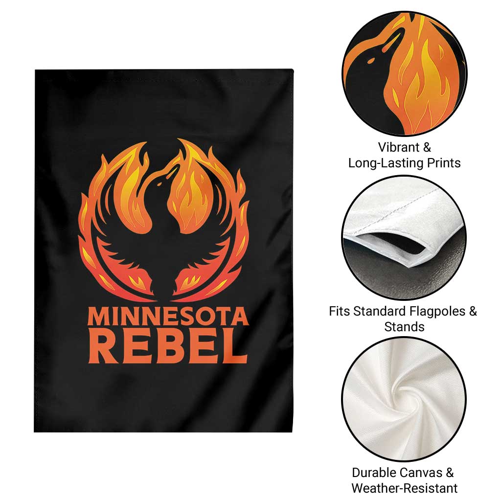 Minnesota Rebel Loon Garden Flag Rising From Fire Political Resistance